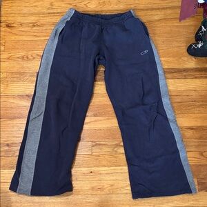 Champion Navy Blue Gray Side Stripe Track Pants Youth XL (16/18)